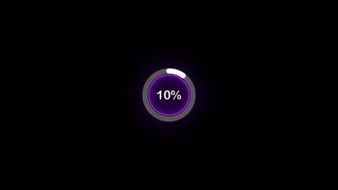 Futuristic purple digital progress bar animation showing 10% loading status.. 動画素材 337897152