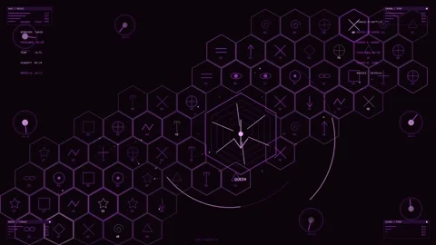 Futuristic Purple Hive Interface with Hexagonal Data Grid and Biological Sw.. Stock Footage 334107065