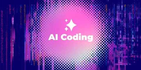 Futuristic Purple Holographic Sphere with Programming Code and Vibe Coding .. Stock-Illustration