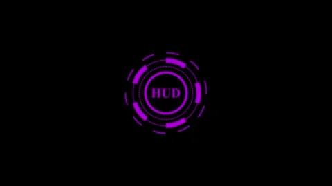 Futuristic purple hud element appearing on black background with rotating n.. Stock Footage 332722686