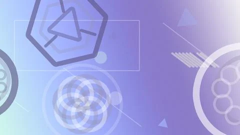 Futuristic purple interface background with geometric icons, glowing circle.. 库存插图