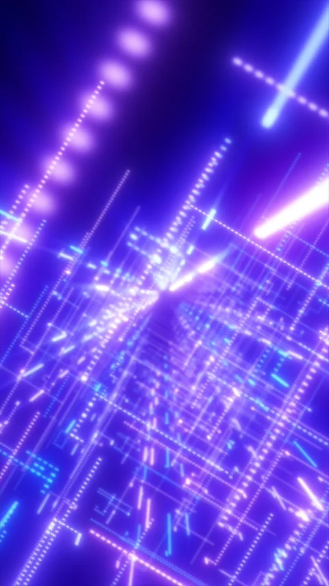 Futuristic purple neon data grid with glowing lines and light streaks, abst.. Stock Footage 328005728