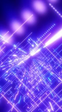 Futuristic purple neon data grid with glowing lines and light streaks, abst.. Stock Illustration