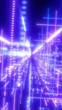 Futuristic purple neon data grid with glowing lines and light streaks, abst.. 스톡 일러스트