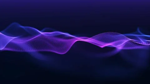 Futuristic purple neon gradient waves with smooth flowing lines, abstract d.. Stock Illustration
