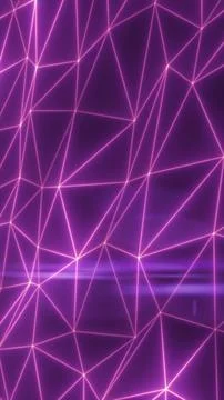 Futuristic purple polygonal network grid with glowing connections, representi Illustrazione stock