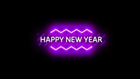 Futuristic Purple Violet Glowing Neon Light Happy New Year 2025 Title Stock Footage 294704356