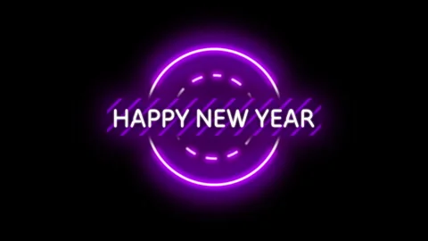 Futuristic Purple Violet Glowing Neon Light Happy New Year 2025 Title Stock Footage 294704787