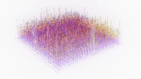 Futuristic purple yellow rotation squared platform big data digital Stock Footage 196107828