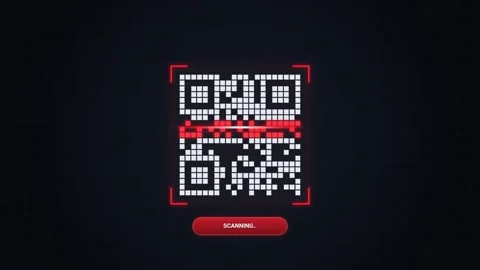 Futuristic qr code scanner with glowing red scan animation Stock Footage 346643369