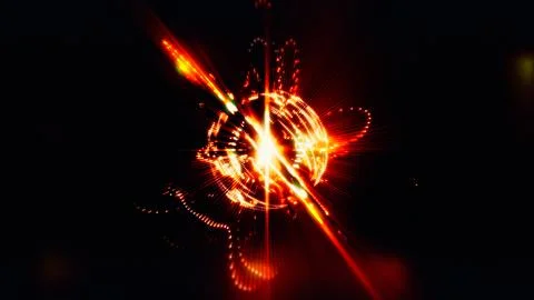 Futuristic quantum atom particle explosion core energy abstract sphere glow Stock Illustration