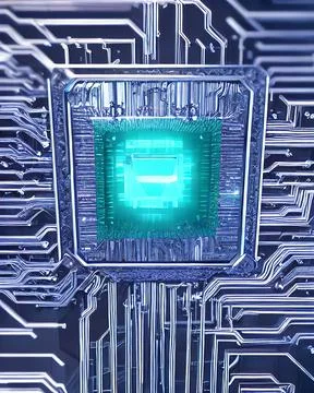 Futuristic quantum computer chip Stock Photos