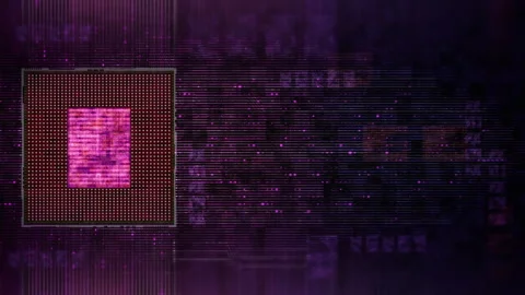 Futuristic Quantum Computing Simulation in a 3D animation Stock Footage 247553429