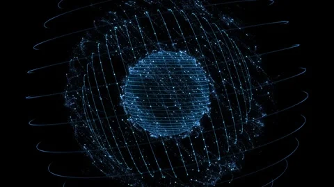 Futuristic Quantum Data Globe with Orbital Connections Stock Footage 342628939