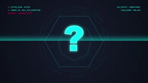 Futuristic Question Mark HUD Interface, Digital Technology, Cyberpunk Style Stock Footage 348412492