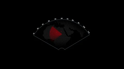 Futuristic radar gauge with world map. Futuristic radar gauge alert. Futuri.. Stock Footage 337021749