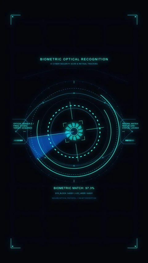 Futuristic radar hud animation scanning neon blue digital display loop Stock Footage 346644865