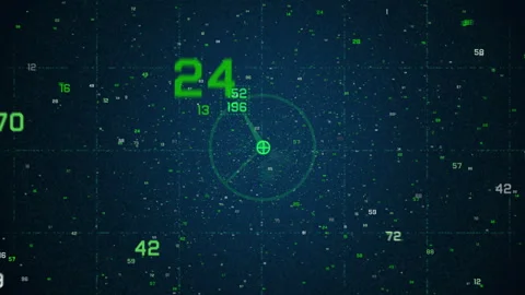 Futuristic Radar HUD Numeric Interface Data Points, Target Tracking Stock Footage 337641558