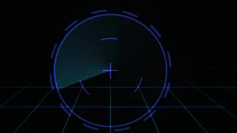 Futuristic Radar Interface Displaying Digital Data and Navigation Grid. Stock Footage 334522162