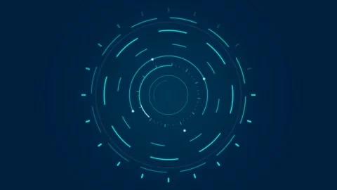 Futuristic radar interface graphic with concentric circles and scanning lig.. Stockbeeldmateriaal 348115438