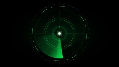 Futuristic radar interface with green glowing concentric circles and a rota.. 動画素材 335826514