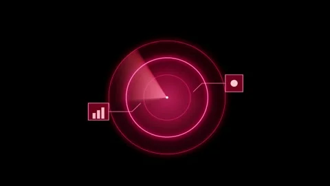 Futuristic Radar Interface with Rotating Scan Lines and Data Points in Deep.. Stock-Footage 345602318