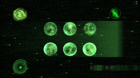 Futuristic Radar Interface with Scanning Grid and Data Spheres Stockbeeldmateriaal 306294876