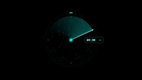 Futuristic Radar Scanner Digital Timer HUD Interface Motion Loop Video Stock Footage 344601460