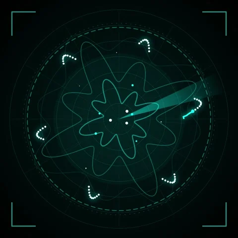 Futuristic Radar Screen Displaying Complex Data Analysis and Waveform Stock Footage 347261536