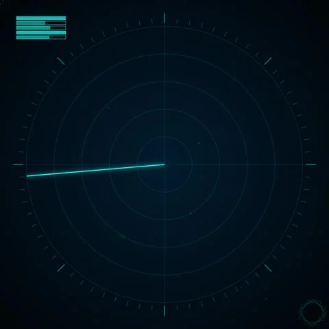 Futuristic Radar Screen Displaying Navigation and Data Analysis Stock Footage 346280156