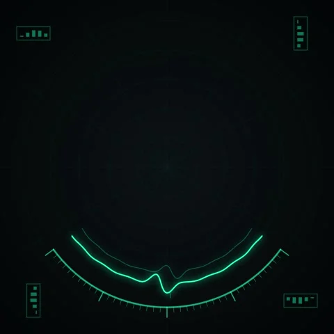Futuristic Radar Screen Displaying Sonar Waveform and Data Stock Footage 347261618