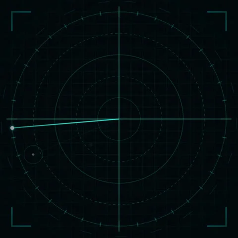 Futuristic Radar Screen Displaying Target Acquisition and Navigation Stock Footage 347262251
