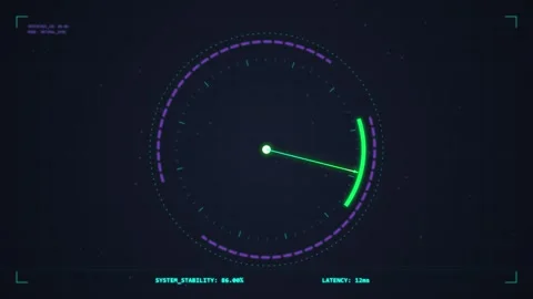 Futuristic Radar Screen Displaying Target Acquisition and Scan in Sci-Fi In.. Stock Footage 348415624