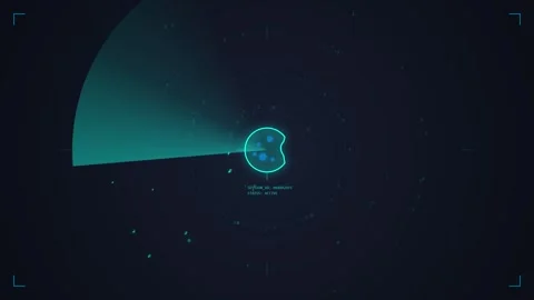 Futuristic Radar Screen Displaying Target Scan with Digital Data and Networ.. Stock Footage 348420901