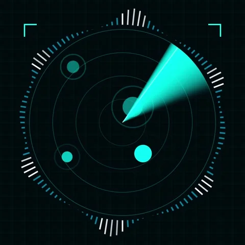 Futuristic Radar Screen Displaying Targets with Sound Wave Visualization Stock Footage 347266060