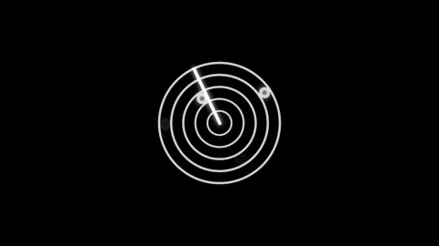 Futuristic radar screen displays sonar pings and moving targets on black ba.. Stock Footage 345547725