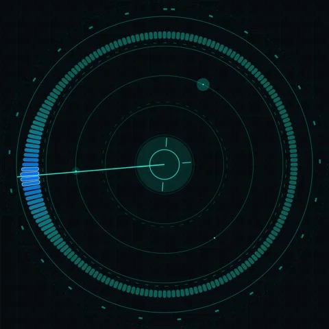 Futuristic Radar Screen Interface with Scan Lines and Data Points Stock Footage 347259381
