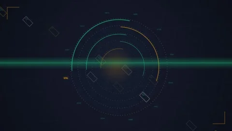 Futuristic Radar Screen UI with Data Visualization and Abstract Tech Elements Stock Footage 348070765