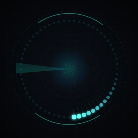 Futuristic Radar Screen UI Displaying Data with Blue Glowing Elements Stock Footage 347263916