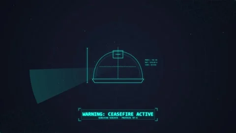 Futuristic Radar Screen Warning Closefire Active Interface Sci-Fi HUD Stock Footage 348020582
