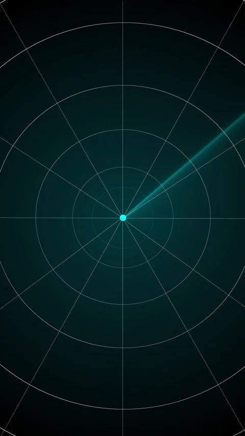Futuristic radar target background teal scan beam, circular grid lines, glowing Stock Footage 340402300