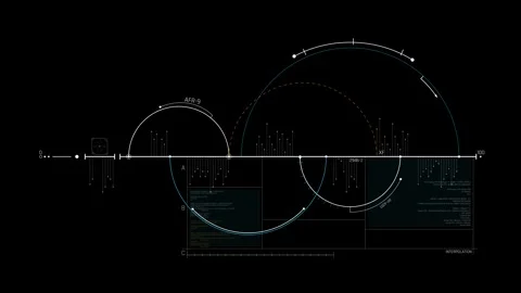 Futuristic Radial Analytics Dashboard With Overlapping Semicircle Graphs Data Stock Footage 341559915