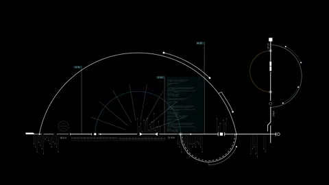 Futuristic Radial Analytics Dashboard With Semicircular Graph Measurement Axis Stock Footage 341559914