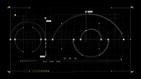 Futuristic Radial Data Visualization Panel With Circular Analytics Scales Stock Footage 341559898