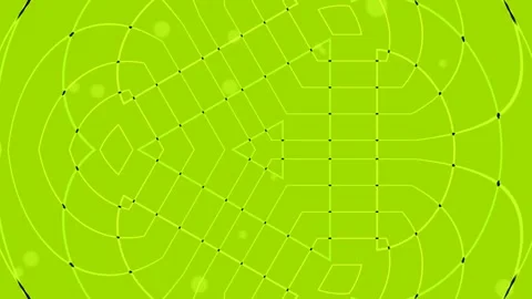 Futuristic radial lattice structure connecting points, digital technology b.. Stock Footage 339489036
