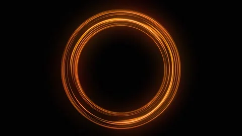 Futuristic Radiant Orange Light Trails Rotating. Dynamic Neon Orange Energy Ring Vídeo Stock 329852086