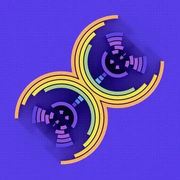 Futuristic Rainbow 3D Infinity Loop on Dark Blue Grid Background Stock Illustration