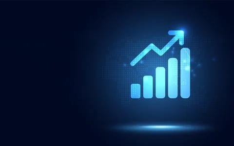 Futuristic raise arrow with bar chart graph digital transformation abstract.. 스톡 일러스트