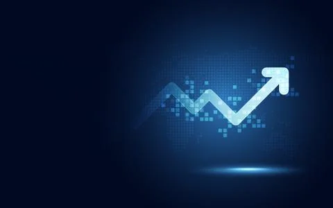 Futuristic raise arrow chart digital transformation abstract technology backg Stock Illustration