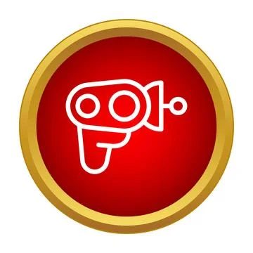 Futuristic ray gun icon on red circle button Stock Illustration